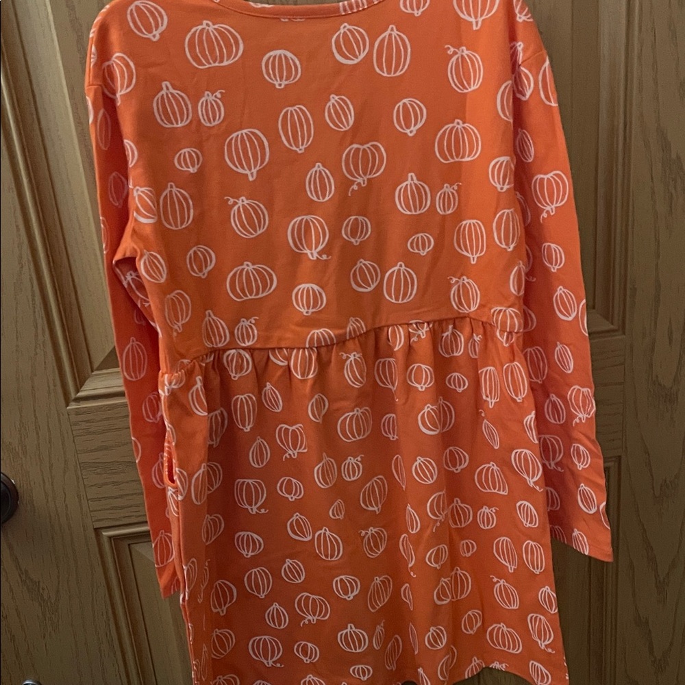 Cat & Jack Orange Pumpkin Pattern Dress Large 10/12 - Picture 6 of 6